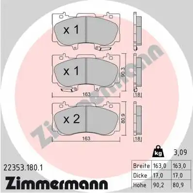 Diskinių stabdžių trinkelių rinkinys ZIMMERMANN 22353.180.1