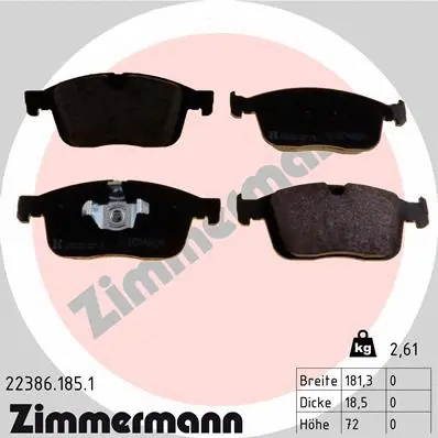 Diskinių stabdžių trinkelių rinkinys ZIMMERMANN 22386.185.1