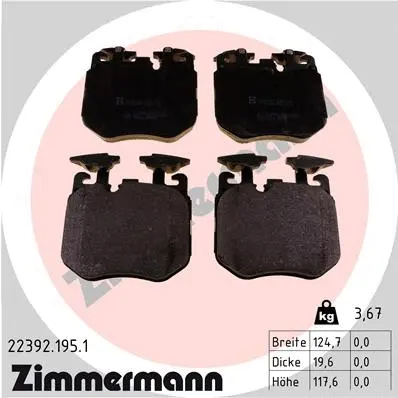 Diskinių stabdžių trinkelių rinkinys ZIMMERMANN 22392.195.1