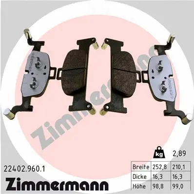 Diskinių stabdžių trinkelių rinkinys ZIMMERMANN 22402.960.1