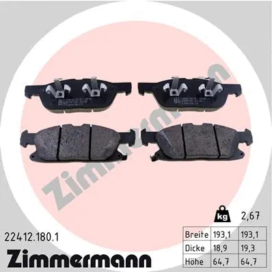 Diskinių stabdžių trinkelių rinkinys ZIMMERMANN 22412.180.1