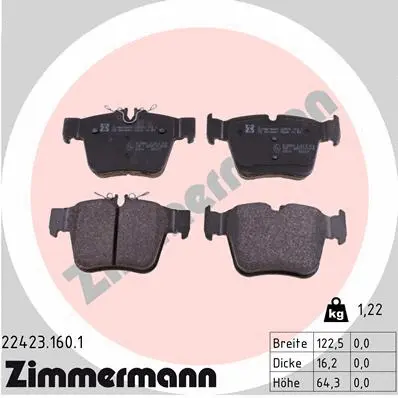 Diskinių stabdžių trinkelių rinkinys ZIMMERMANN 22423.160.1