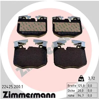Diskinių stabdžių trinkelių rinkinys ZIMMERMANN 22425.200.1
