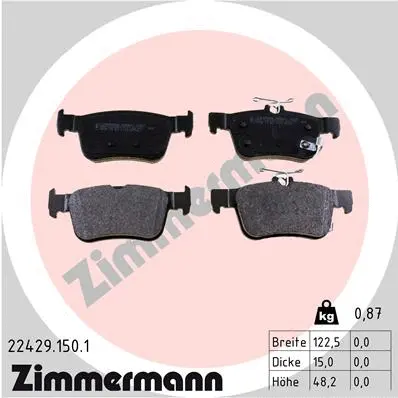 Diskinių stabdžių trinkelių rinkinys ZIMMERMANN 22429.150.1