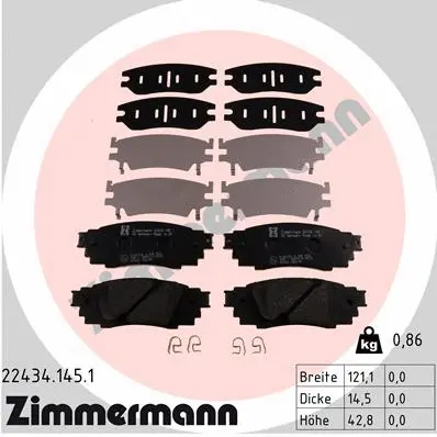 Diskinių stabdžių trinkelių rinkinys ZIMMERMANN 22434.145.1