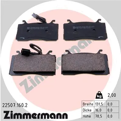 Diskinių stabdžių trinkelių rinkinys ZIMMERMANN 22507.160.2
