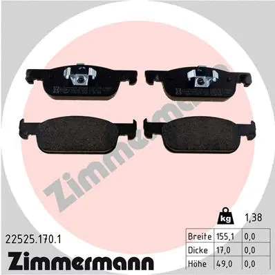 Diskinių stabdžių trinkelių rinkinys ZIMMERMANN 22525.170.1