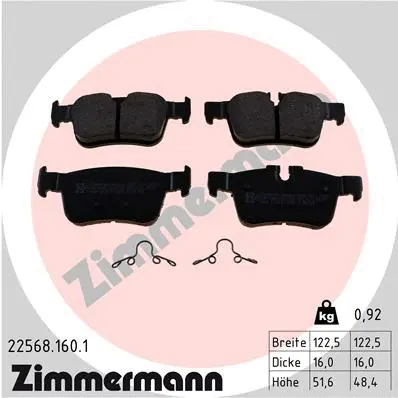 Diskinių stabdžių trinkelių rinkinys ZIMMERMANN 22568.160.1