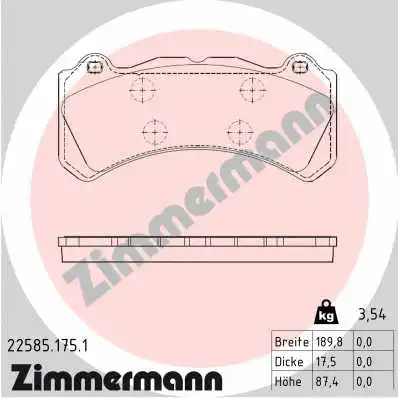 Diskinių stabdžių trinkelių rinkinys ZIMMERMANN 22585.175.1