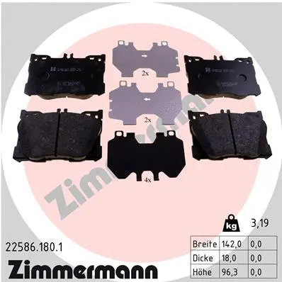 Diskinių stabdžių trinkelių rinkinys ZIMMERMANN 22586.180.1