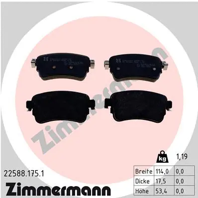 Diskinių stabdžių trinkelių rinkinys ZIMMERMANN 22588.175.1