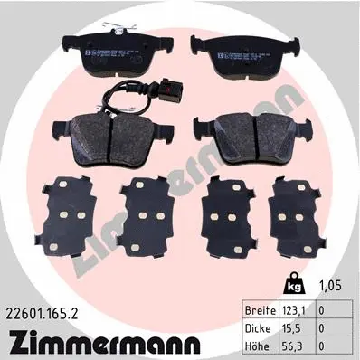 Diskinių stabdžių trinkelių rinkinys ZIMMERMANN 22601.165.2