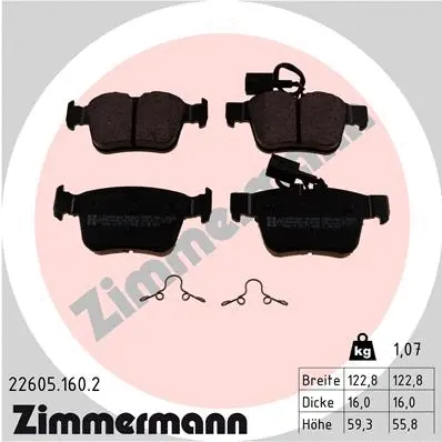 Diskinių stabdžių trinkelių rinkinys ZIMMERMANN 22605.160.2
