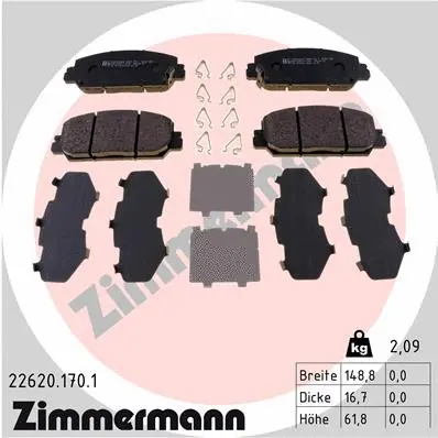 Diskinių stabdžių trinkelių rinkinys ZIMMERMANN 22620.170.1