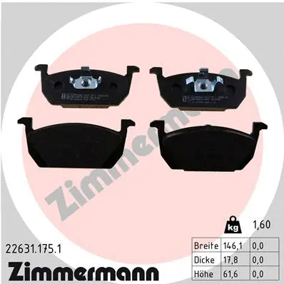 Diskinių stabdžių trinkelių rinkinys ZIMMERMANN 22631.175.1