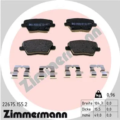 Diskinių stabdžių trinkelių rinkinys ZIMMERMANN 22675.155.2