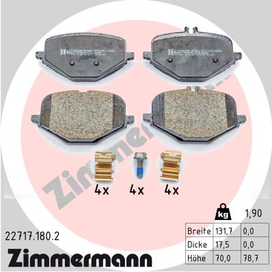 Diskinių stabdžių trinkelių rinkinys ZIMMERMANN 22717.180.2