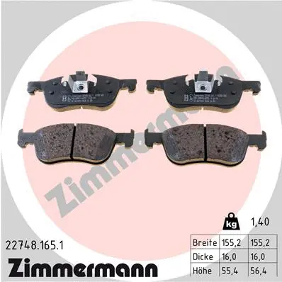 Diskinių stabdžių trinkelių rinkinys ZIMMERMANN 22748.165.1