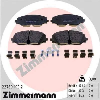 Diskinių stabdžių trinkelių rinkinys ZIMMERMANN 22769.190.2