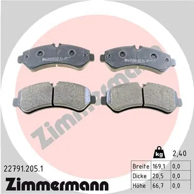 Diskinių stabdžių trinkelių rinkinys ZIMMERMANN 22791.205.1