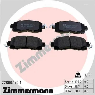 Diskinių stabdžių trinkelių rinkinys ZIMMERMANN 22800.170.1