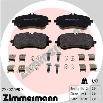 Diskinių stabdžių trinkelių rinkinys ZIMMERMANN 22802.190.2