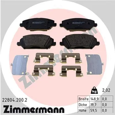 Diskinių stabdžių trinkelių rinkinys ZIMMERMANN 22804.200.2