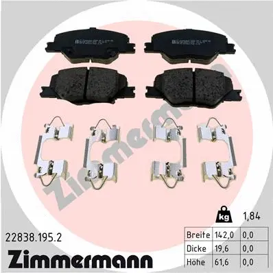 Diskinių stabdžių trinkelių rinkinys ZIMMERMANN 22838.195.2