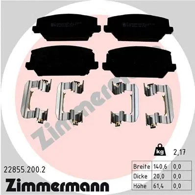 Diskinių stabdžių trinkelių rinkinys ZIMMERMANN 22855.200.2