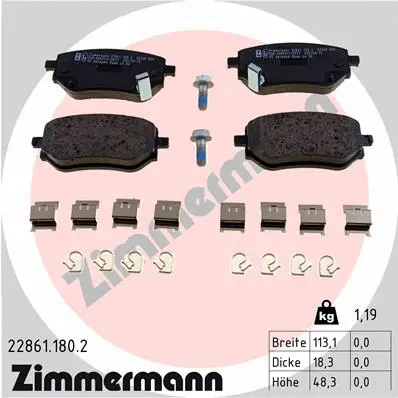 Diskinių stabdžių trinkelių rinkinys ZIMMERMANN 22861.180.2