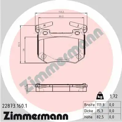 Diskinių stabdžių trinkelių rinkinys ZIMMERMANN 22873.160.1