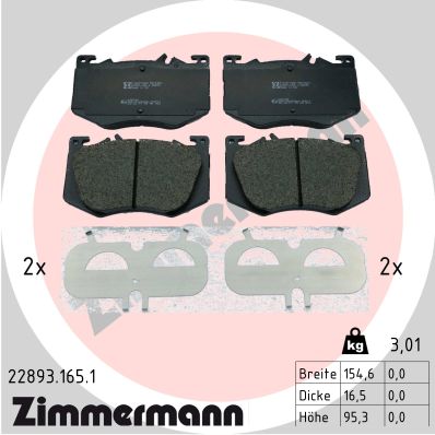 Diskinių stabdžių trinkelių rinkinys ZIMMERMANN 22893.165.1