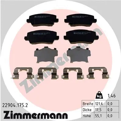 Diskinių stabdžių trinkelių rinkinys ZIMMERMANN 22904.175.2