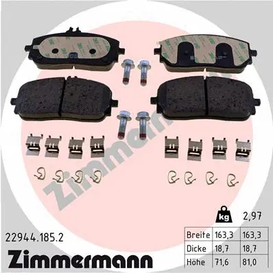 Diskinių stabdžių trinkelių rinkinys ZIMMERMANN 22944.185.2