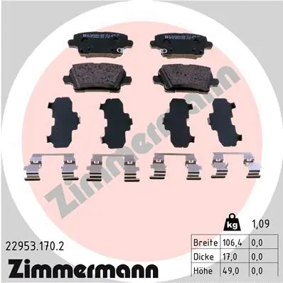 Diskinių stabdžių trinkelių rinkinys ZIMMERMANN 22953.170.2