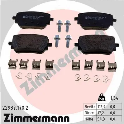 Diskinių stabdžių trinkelių rinkinys ZIMMERMANN 22987.170.2