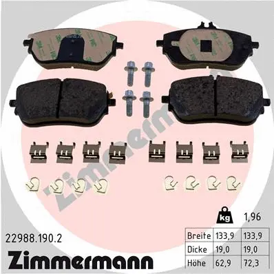 Diskinių stabdžių trinkelių rinkinys ZIMMERMANN 22988.190.2