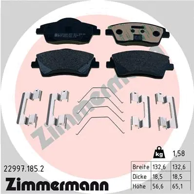Diskinių stabdžių trinkelių rinkinys ZIMMERMANN 22997.185.2