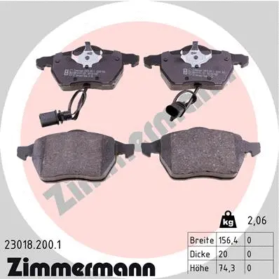 Diskinių stabdžių trinkelių rinkinys ZIMMERMANN 23018.200.1
