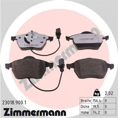 Diskinių stabdžių trinkelių rinkinys ZIMMERMANN 23018.900.1