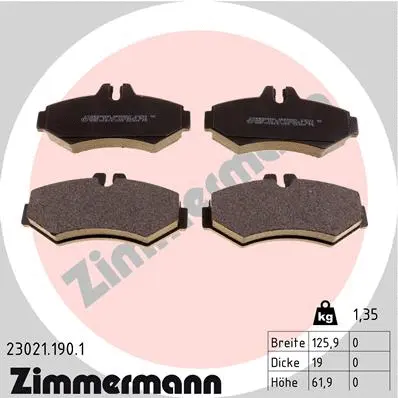 Diskinių stabdžių trinkelių rinkinys ZIMMERMANN 23021.190.1
