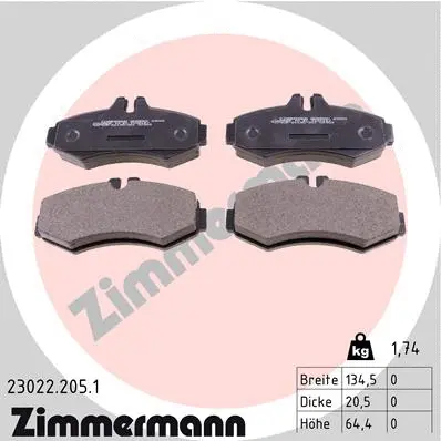 Diskinių stabdžių trinkelių rinkinys ZIMMERMANN 23022.205.1