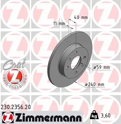 Stabdžių diskas ZIMMERMANN 230.2356.20