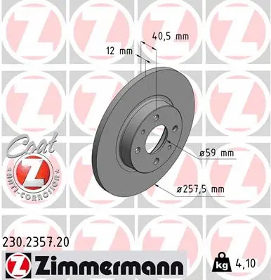 Stabdžių diskas ZIMMERMANN 230.2357.20