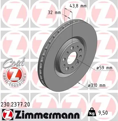 Stabdžių diskas ZIMMERMANN 230.2377.20