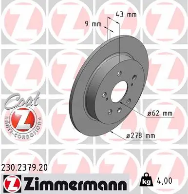 Stabdžių diskas ZIMMERMANN 230.2379.20