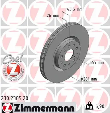 Stabdžių diskas ZIMMERMANN 230.2385.20