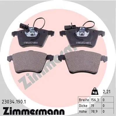 Diskinių stabdžių trinkelių rinkinys ZIMMERMANN 23034.190.1
