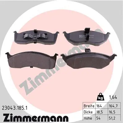 Diskinių stabdžių trinkelių rinkinys ZIMMERMANN 23043.185.1