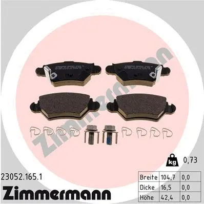 Diskinių stabdžių trinkelių rinkinys ZIMMERMANN 23052.165.1